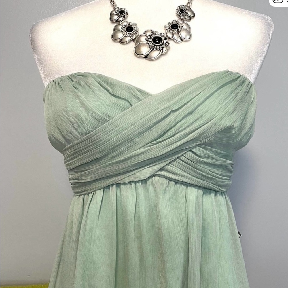 J Crew Arabelle Silk Chiffon Strapless Dress Dusty Shale NEW Size 4 - Picture 2 of 7